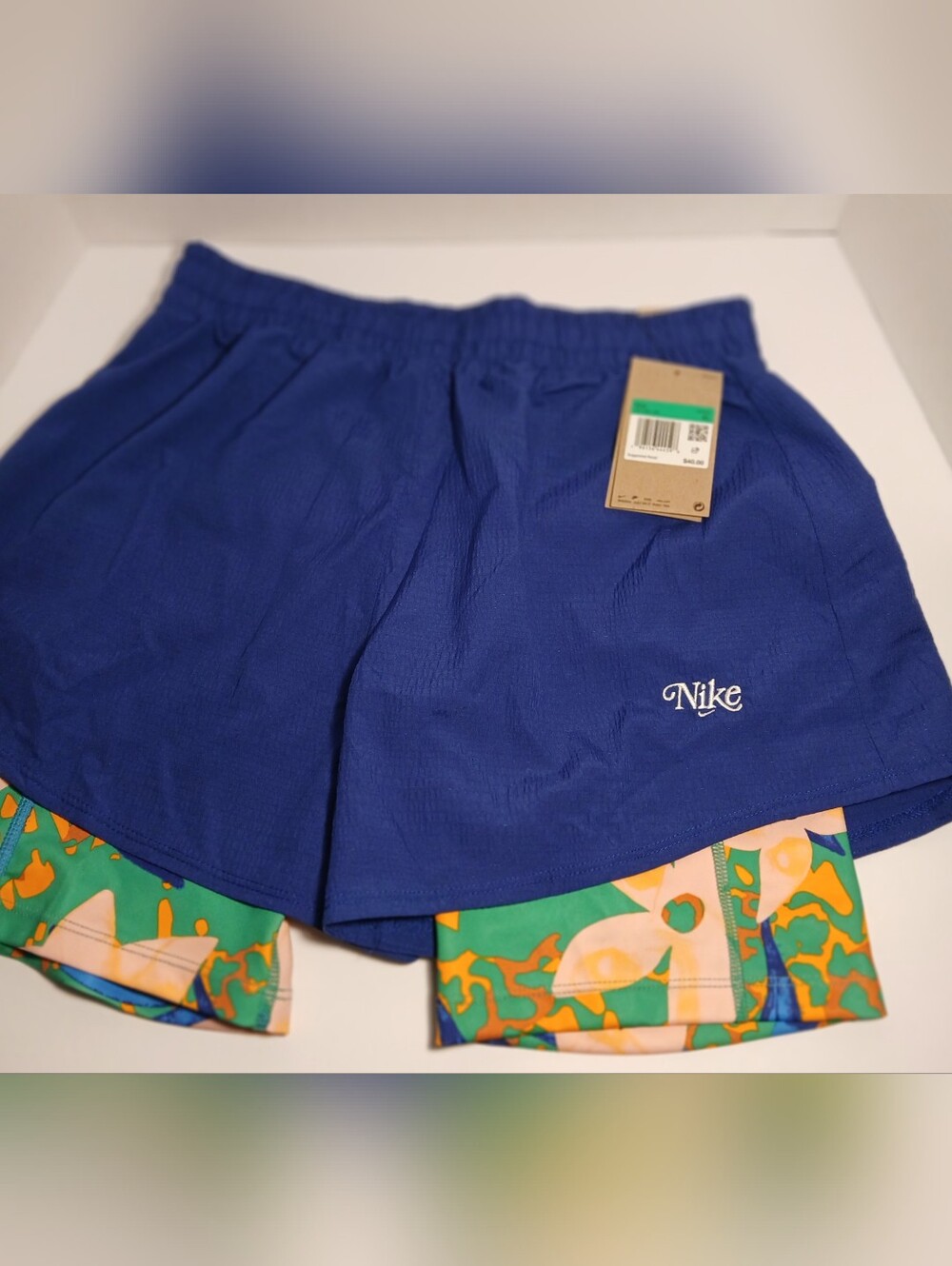 New Nike One Big Kids' (Girls') High-Waisted Woven Running Shorts Blue Size XL